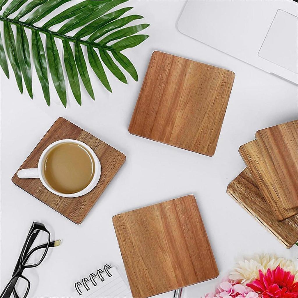 36 Pieces Unfinished Wood Coasters, 4 Inch Square -Wooden Coasters for Crafts with Non-Slip Silicon