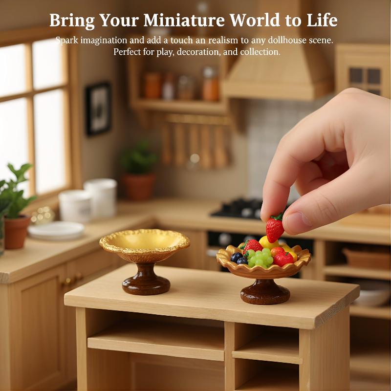 Miniature Fruit Tray Ornament 1/12 Dollhouse Simulation Cake Pastry Tray Dish Model Dollhouse Kitchen Scene Decor Accessories
