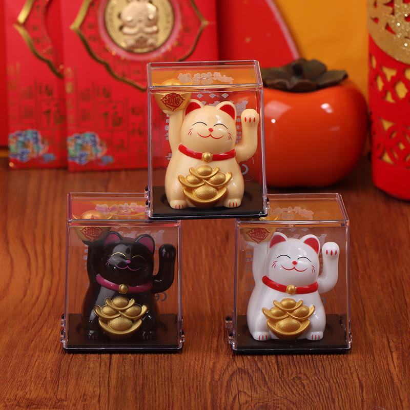 Solarbetriebene Automatisch Winkende Katze Winkende Glückskatze Glückskatze Für Heimdekoration Bürodeko Autoornament Geburtstagsgeschenk