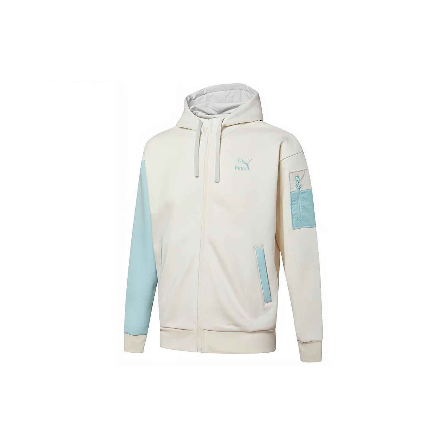 PUMA Retro Colorblock Knit hooded logo Jacket White Men s 534813-93 S