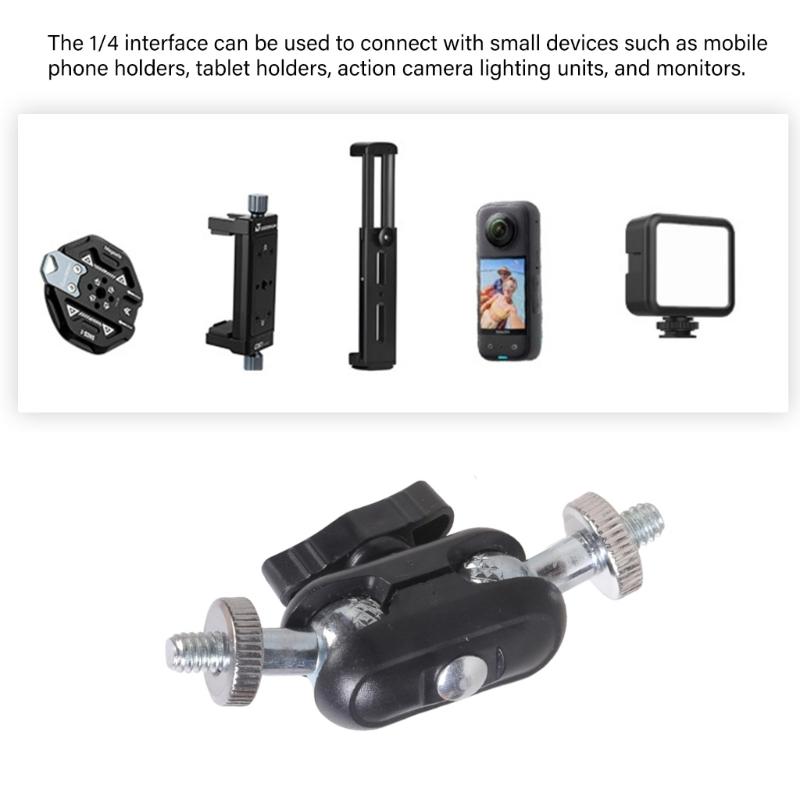 Durability Metal Plastic Construction Double Ball Dead Adapter for Camera Tripods Mic Stand Featuring Easy Installation
