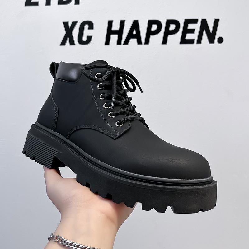 Rhubarb Boots Men's Winter Velvet British Style Tooling Boots Outdoor Hiking Boots 66591-A