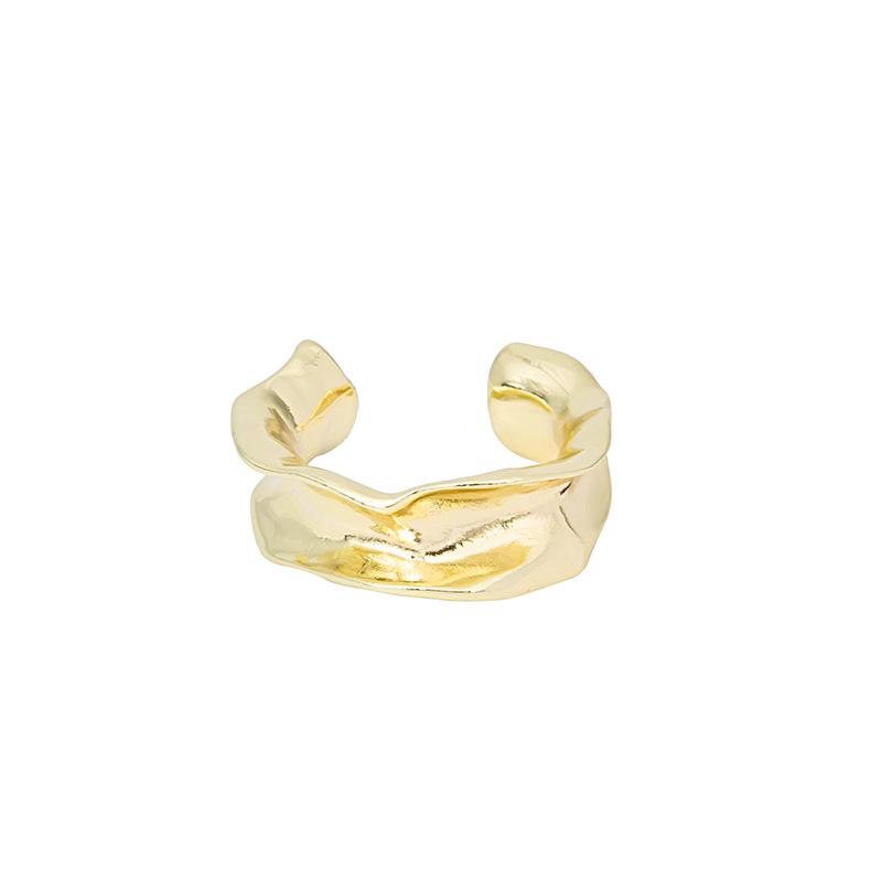 Korean Minimalist Asymmetric Women's Ring: Irregular Metal Concave-Convex Wide Band
