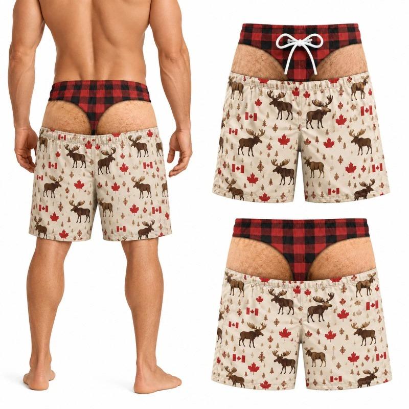 Men Fun Hip Print Swim Trunks, Original and Interesting Beach Shorts, Suitable for Friends Grooms, Summer New Product