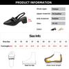 Fashion Fashion Pointed Toe Chunky Heel Sandals for Women Summer 2025 Double Buckle Strap Thick Heeled Pumps Woman Slingback Dress Shoes
