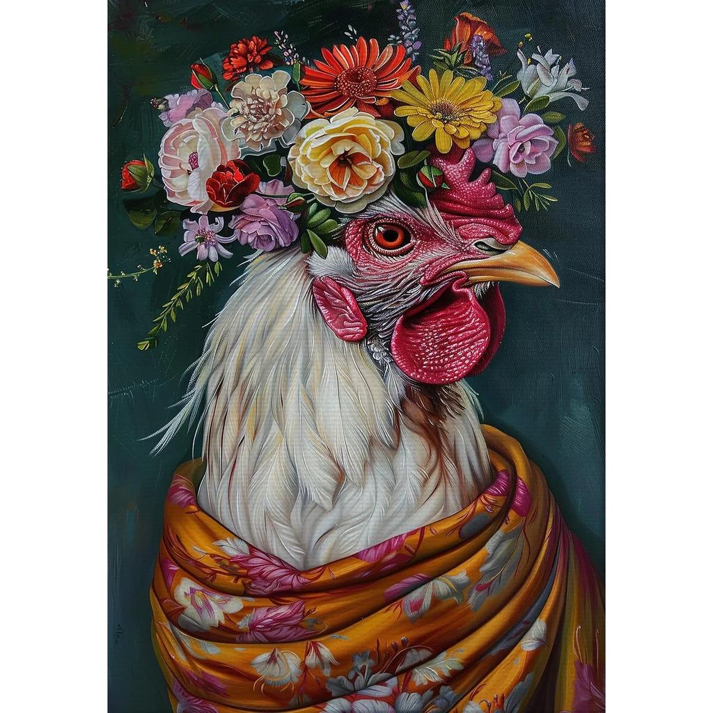 Vintage Maximalist Floral Wild Animal Canvas Painting Lion Owl Peacock Wolf Flower Poster Print Wall Art Picture Home Decor