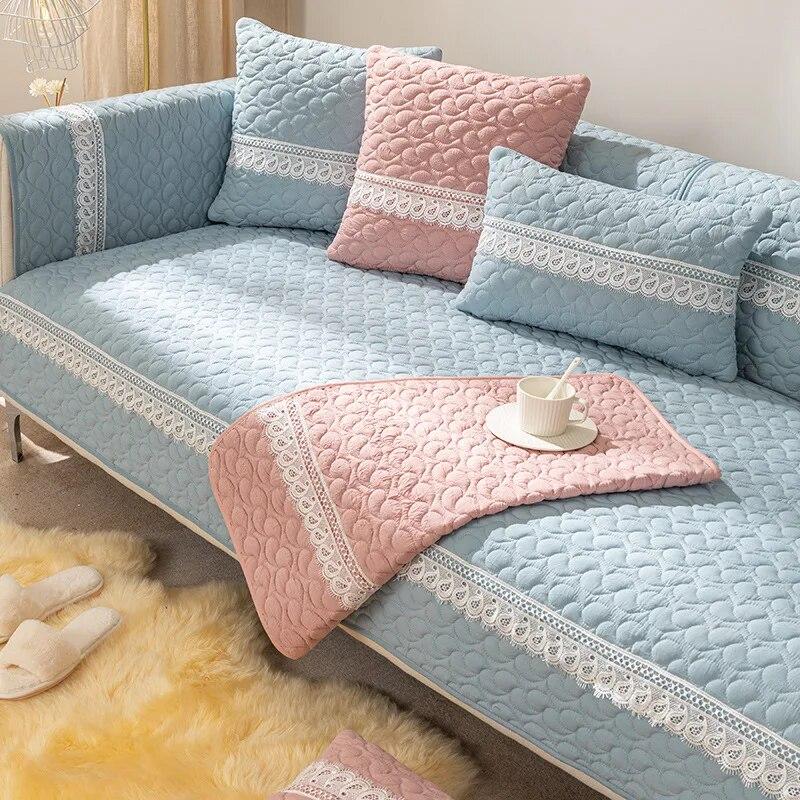 

Комбинированный чехол для диванной подушки из чистого хлопка, нескользящий хлопковый, приятный для кожи, полный чехол, универсальный защитный чехол для мебели 70x70cm 1pcs