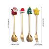 4pcs Christmas Spoons Forks with Gift Box Coffee Spoon Tea Stirring Spoon Xmas