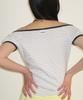 RONRON Stitch Stripe Off Shoulder T Shirt White