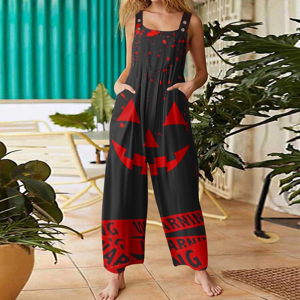 Women's Fashion St. Patrick's Day Printed Casual Loose Retro Suspender Jumpsuit