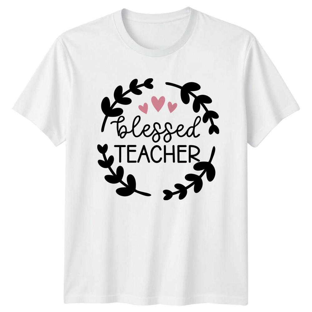 Blessed Teacher Floral Wreath TShirt Teacher Appreciation TShirt S
