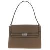 Lee Radziwill Silver Metallic Lock Closure Leather Shoulder Bag Large Women Shoulder Bag Mushroom-Gray 169241-250