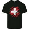 Torn Switzerland Flag Swiss Day Football Unisexs Light Cotton TShirt