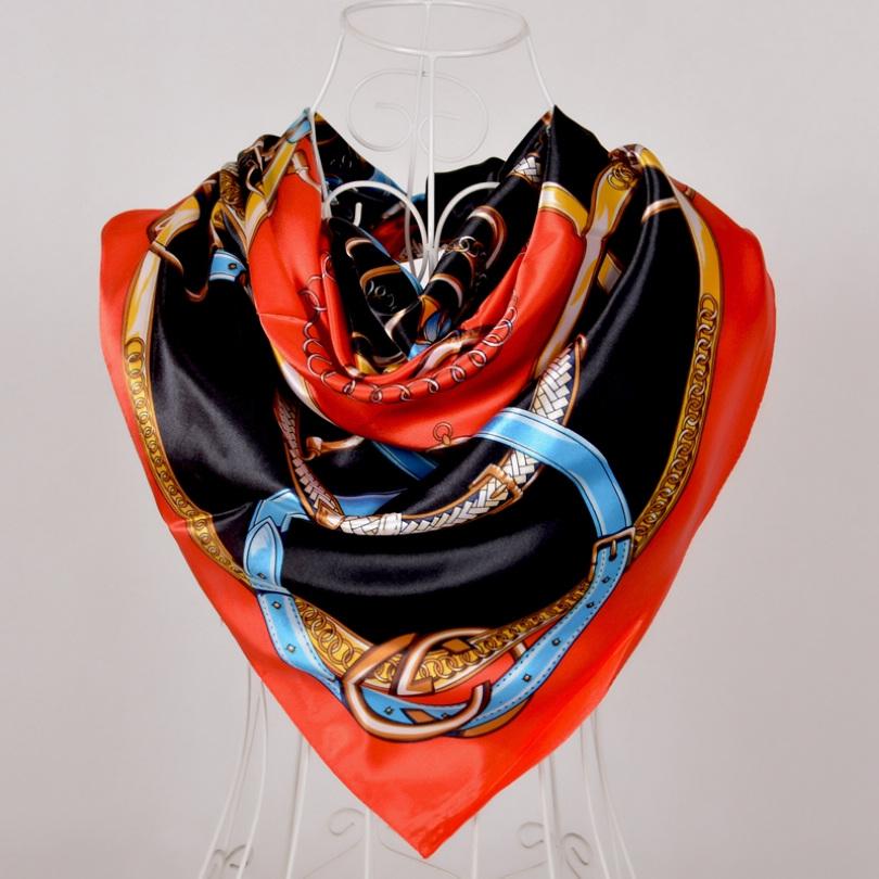 [BYSIFA] 90*90cm Fashion Purple Grey Polyester Silk Scarf Hijab Printed For Wome New Style Women Big Square Silk Scarf Shawl