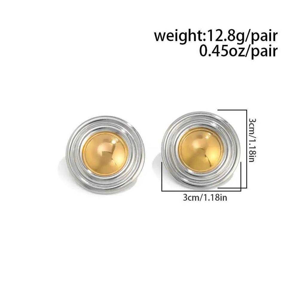 Salircon 2026 New Fashion Vintage Round Geometry Stud Earring Women Stainless Steel Gold Color Waterproof Jewelry Accessories