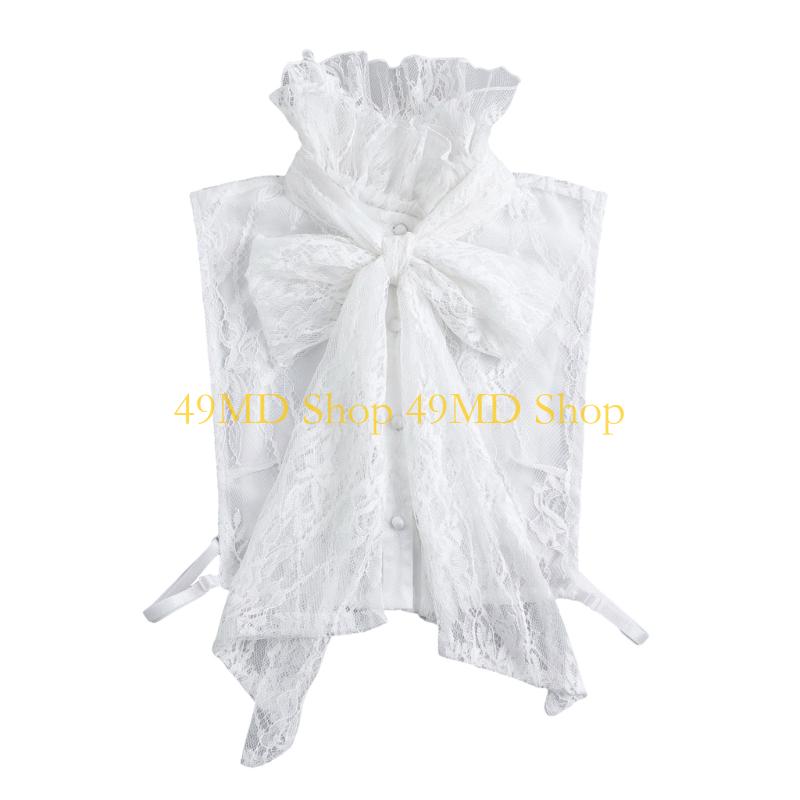 49MD Lace Flower Faux Collar Decorative Collar Sheer Neckwear Detachable Neckpiece