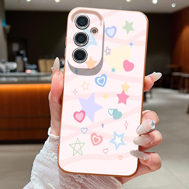 Creative Starry Stars Print Case For Samsung A57 A37 A17 A56 A36 A16 A55 A35 A15 A54 5G S21 FE S22 S23 S24 Plus S25 S26 Ultra Leather Texture Cover