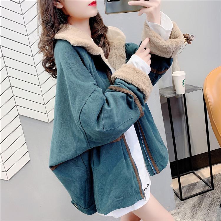 Women's 2025 Autumn/Winter Short Parka: Plus Velvet, Thick Cotton, Loose Fit, Fur Collar, Petite Korean Style