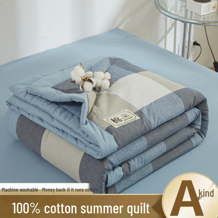 Class A Xinjiang Cotton Summer Quilt - Water-Washed, MUJI Style, Air Conditioning Thin Quilt, Machine Washable, Dormitory-Ready.