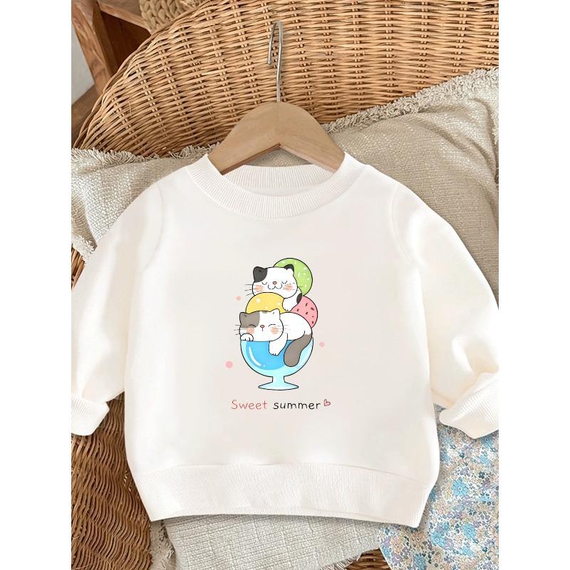 European Sizes Cute and Fun Printed Pattern, Thin and Versatile Comfortable Round Neck Hoodie for 0-3 Year Old Kids , Suitable for Outdoor Wear