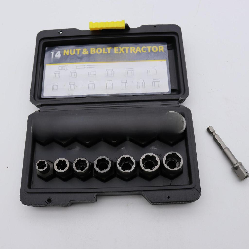 Set de 14 extractoare de piulițe și șuruburi pentru elemente de fixare deteriorate și incomplete
