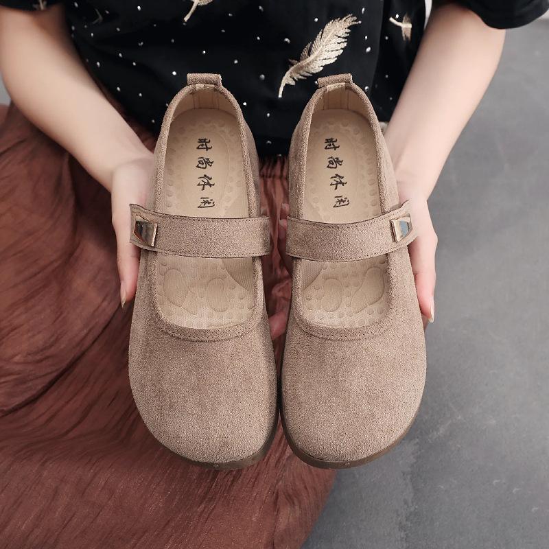 

New Spring and Autumn Mary Jane Lazy Single Shoes Women s Doudou Big Head Shoes Women s Shoes Non-slip Birken Platform Shoes 41