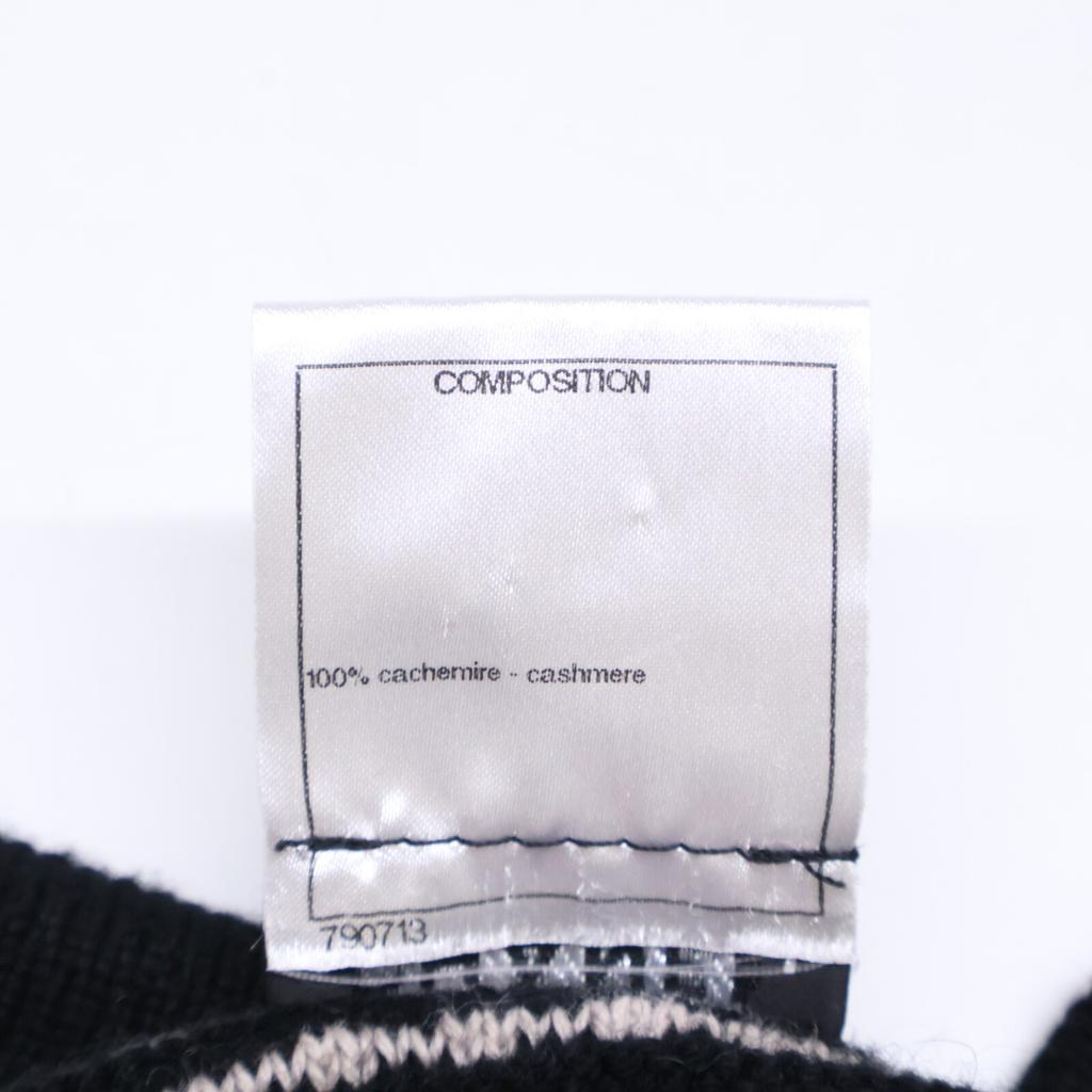 Chanel [Excellent Condition] P37442K02435 Striped Cashmere 100% Short Sleeve Knit Tops 38 blackUsed