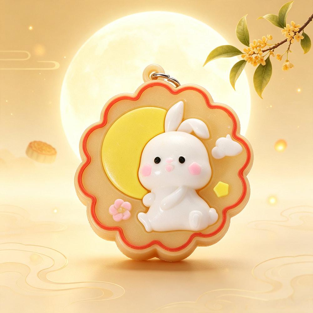 Creative Mooncake Little Rabbit Keychain 3D Cute Rabbit Keychain Daily Use