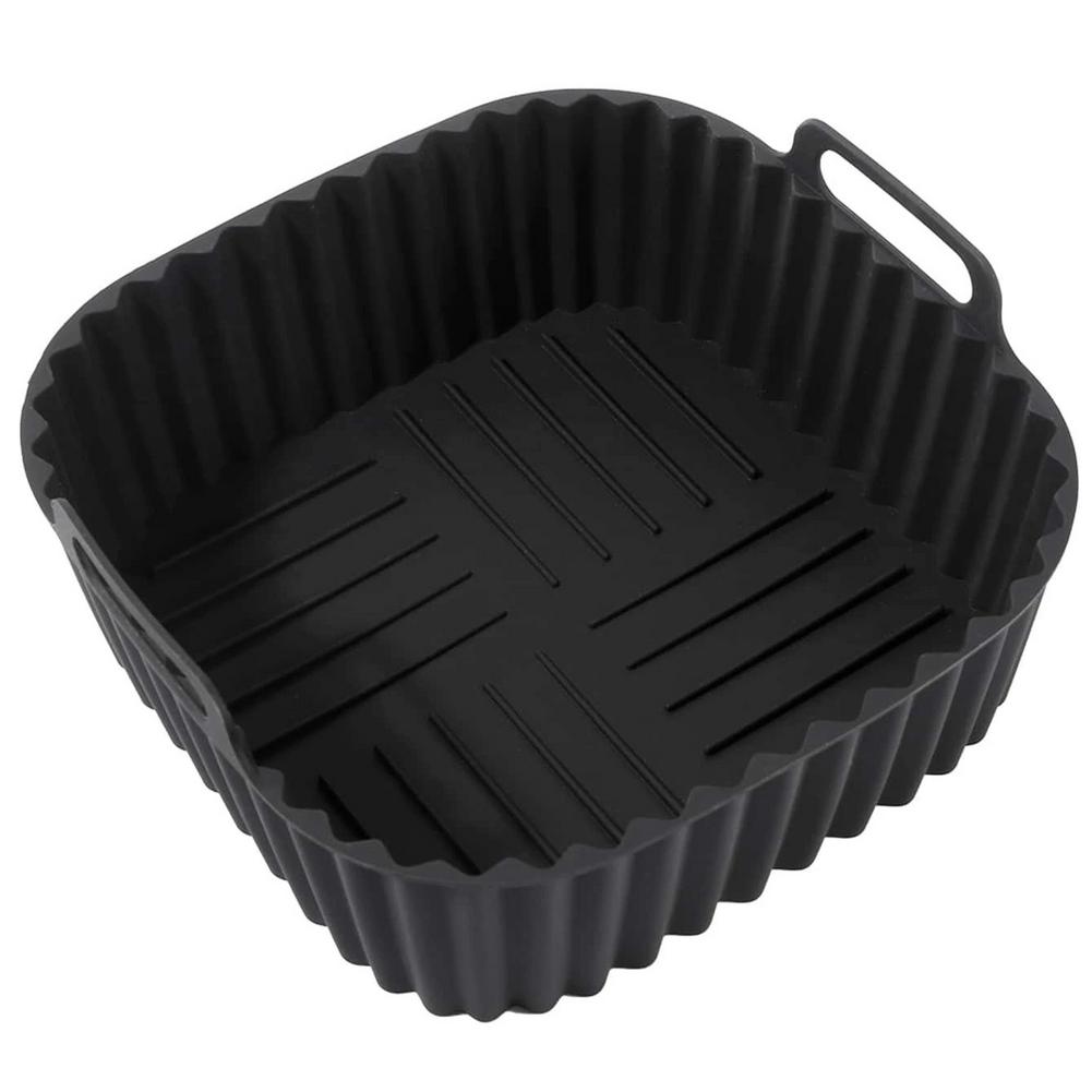 Reusable Silicone Air Fryer Liner Square 21cm Non-Stick Basket Mat for Healthy Cooking Easy Cleanup Oven Microwave Safe