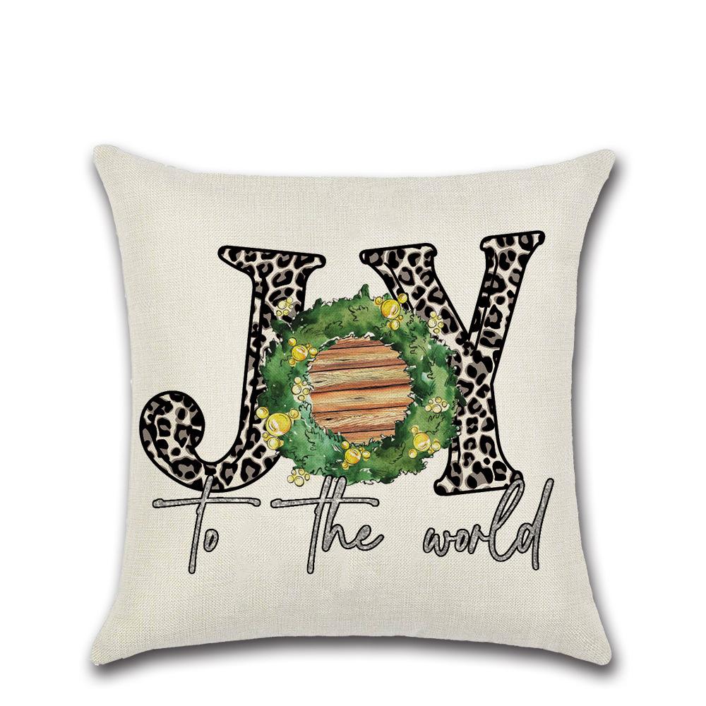 New Christmas Printed Linen Cushion Cover Elk Santa Claus Home Sofa Decorative Cushion Cover