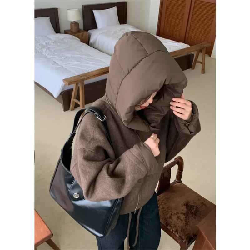 Abrigo de Invierno Holgado de Ocio Color Sólido para Mujer Chaqueta Trench Moda Femenina Elegante Casual Ropa para Mujer