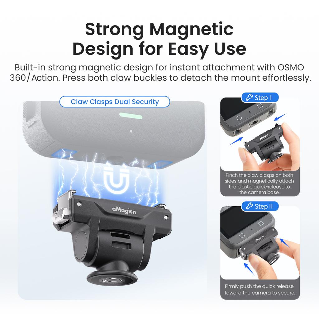 AMAGISN PD15 For DJI Osmo Action 5 Pro/Action 4/3 Adjustable Quick Release Mount Adapter Holder Camera Accessory