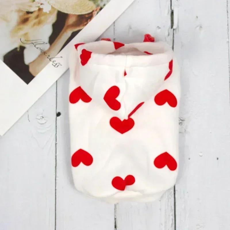 

Cute Heart Dog Hoodie Sweatshirt Coat Autumn Winter Pet Dog Clothes Outfit Puppy Yorkie Costume Chihuahua Pomeranian Clothing XS（old） білий