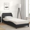 VidaXL Bed with Mattress Black 90x200 Cm Faux Leather, Bedroom Furniture, Single Bed, Curved Bed Frame, Slatted Base, 3208337