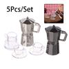 1Setul 1:12 Păpușă Miniatură Cafetieră Ceainic Metalic Moka Pot Cu Tavă Cupă Bucătărie Acasă Model Decor Jucărie Accesorii Casă de Păpuși
