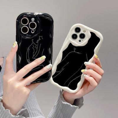 Ae79 femme Gerahmte schwarze Kunst-Schutzhüllen für Samsung S23 S24 Ultra A55 A14 A25 A13 Infinix Hot 40 Pro Tecno Spark 20C Wave TPU-Rückseite