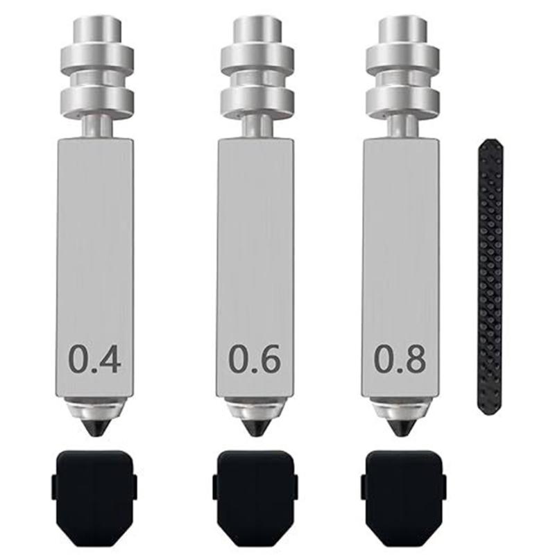 Hardened Steel Nozzle Kit For 3D Printer With Multiple Size 0.2Mm 0.4Mm 0.6Mm 0.8Mm Plated Metal Extruder Nozzles