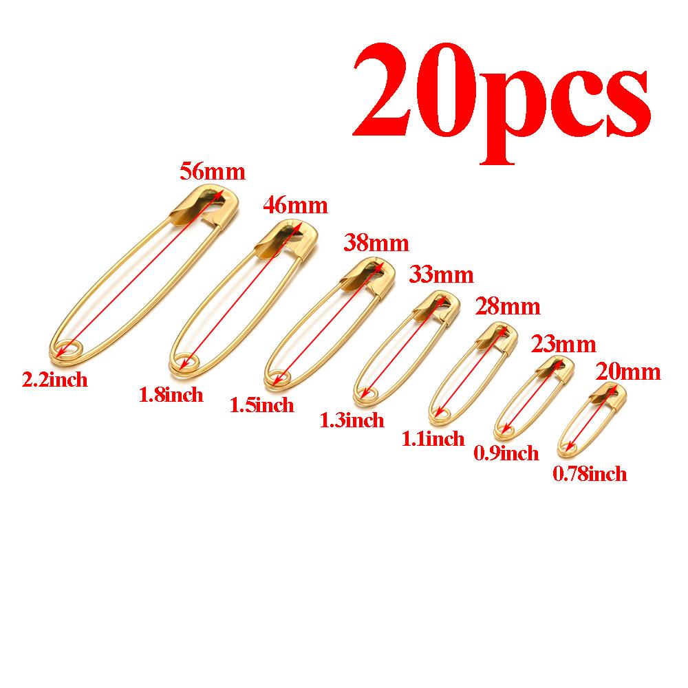 50-20pcs Stainless Steel Safety Pins DIY Sewing Tools Supplies Metal Needles Large Safety Pin Small Brooch Apparel Accessories