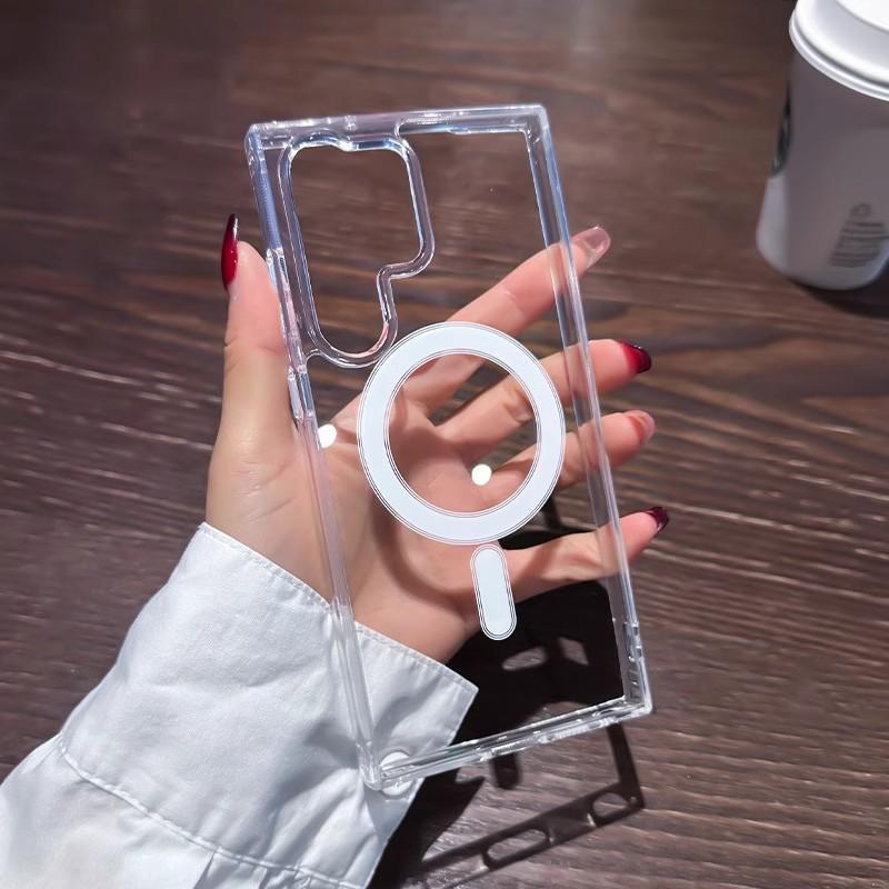 Samsung S25 Ultra Magnetic Transparent Phone Case - Drop-Proof Protective Cover for S24+ and S23 Samsung S23 Plus