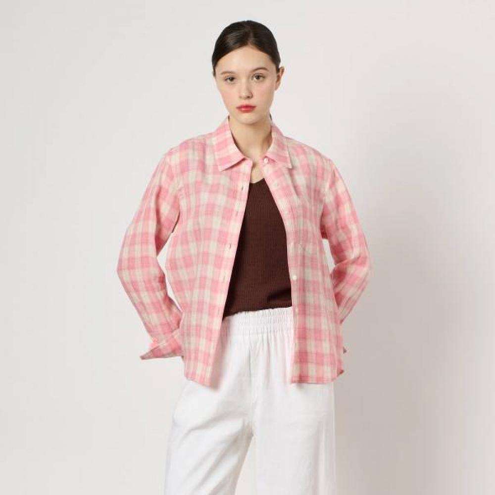 Bcbg Soft Linen Check Blouse B4m4b427 Sky Blue (52)/77