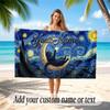 Cat Theme Soft Beach Towel Personalized Custom Name Text Towel Portable for Beach Pool Travel