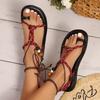 Fashion Flat Sandals for Women New Summer 2025 Knitted Non-slip Sandals Casual Comfortable Women Beach Roman Shoes Sandalias De Mujer