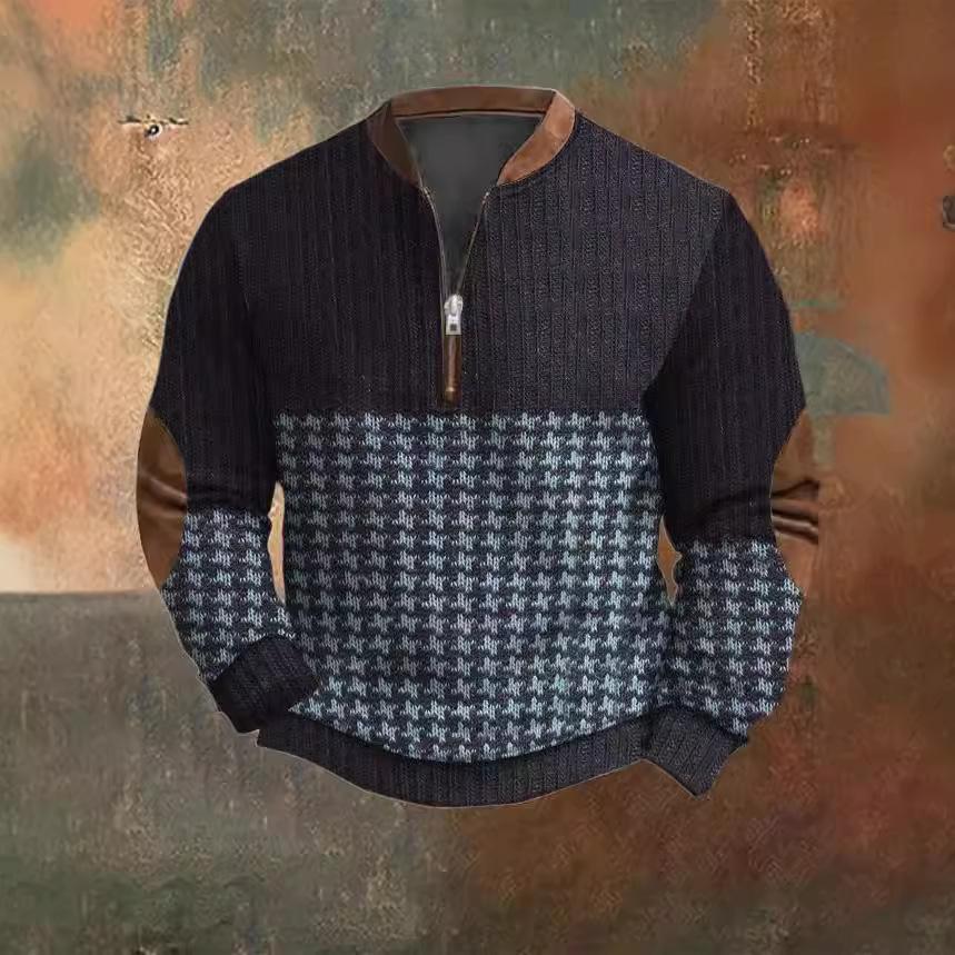 

Новая европейско-американская осенне-зимняя мужская толстовка с принтом на половину молнии, комбинированная, с длинными рукавами, повседневный универсальный топ M бежевый