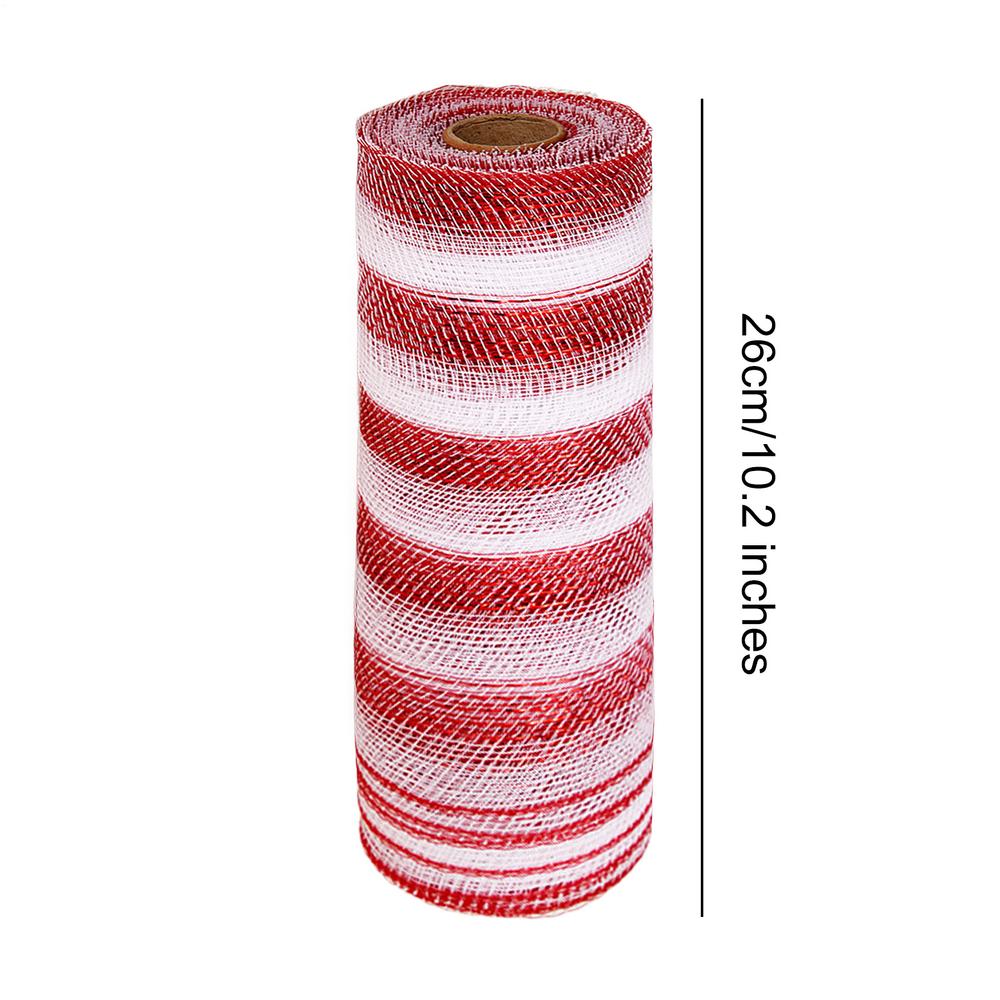10 Yards Striped Mesh Ribbon Holiday Decoration DIY Wrapping Ribbons Cane Candy Christmas Wreath Tree Stripe Mesh Ribbon Decor