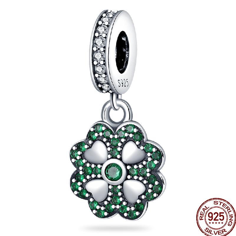 Copper Jewelry Pendant Early Spring Four Leaf Clover Flower Charm Fit Pan Beads Jewelry Birthday Diy Gift Fine Jewelry