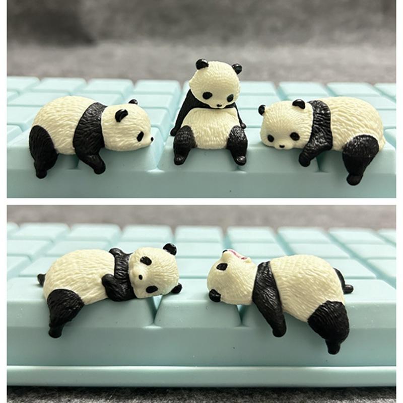 

2cm 5pcs/Lot cute kawaii Edge Resting Panda Yawning Round cheeks chubby body Face down pvc toy