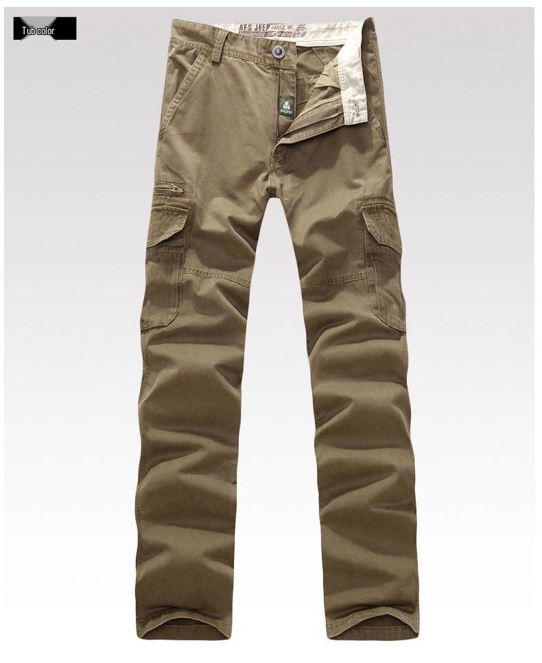 Men's Casual Straight-Leg Workwear Pants - Military Style, Spring/Autumn, Loose Fit, 9123
