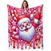 1pc Santa Claus Flannel Blanket | Soft Warm Cartoon Candy Design Print for Sofa Bedroom Office All-Season Use | Christmas Gift | 280gsm Polyester, Dig