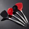 Non-Stick Silicone Cooking Spatula Turner Large Soup Spoon Ladle Stainless Steel Handle Serving Spoon Kitchen Cooking Utensils