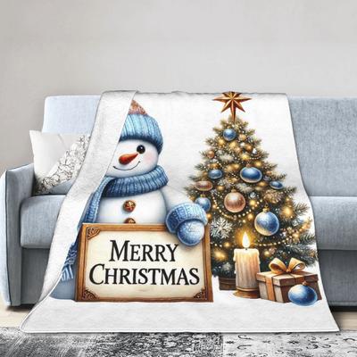 Christmas Snowman Plush Blanket Children  Flannel Throw Blanket For Home Decor Warm Custom Quality Bedspread Gift